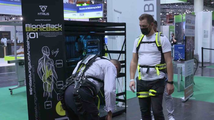 Video: Mit Exoskelett sicher durch's Arbeitsleben - die stärksten Modelle auf der A+A in Düsseldorf