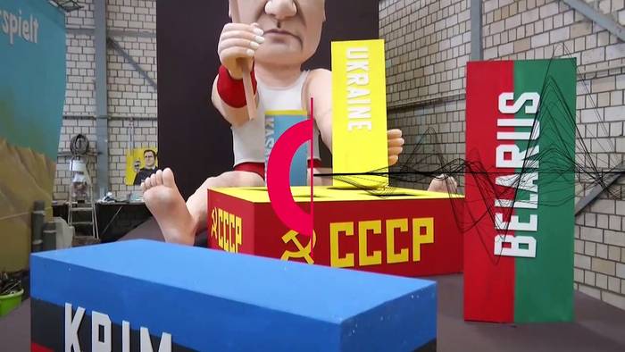 News video: Putin auch beim Rosenmontagszug dabei - als Karikatur