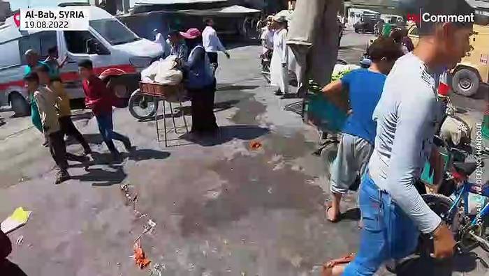 News video: Tote bei Angriff auf Markt in nordsyrischer Stadt Al-Bab