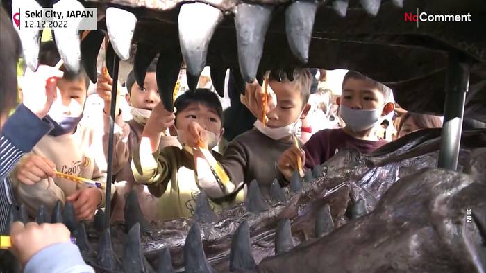 Video: Eine saubere Sache: Kinder in Japan dürfen Saurierskelett entstauben