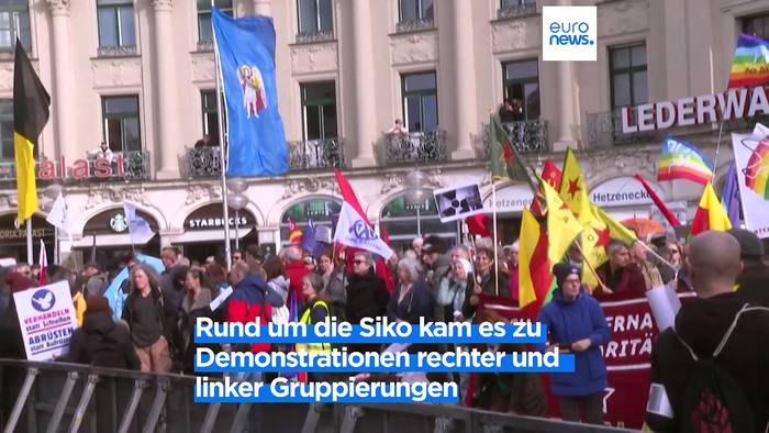 Video: Großer Protesttag in München: Siko-Gegner und Ukraine-Unterstützer kreuzen sich