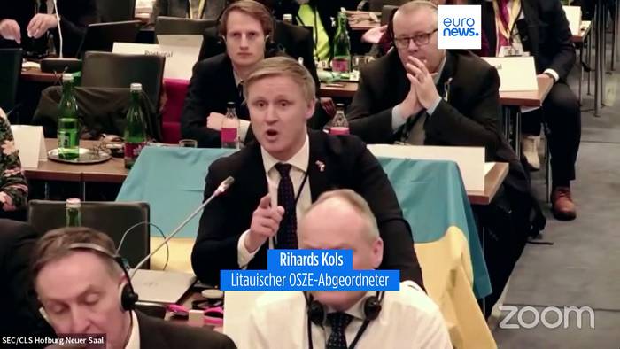Video: „Es ist eine Schande“: OSZE-Abgeordnete stürmen wegen russischer Delegation aus dem Saal