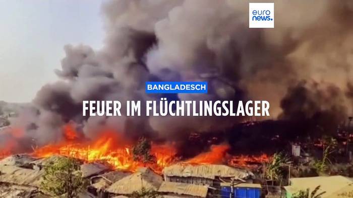Video: Riesiges Feuer im Flüchtlingslager