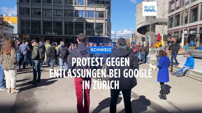 Video: Protest gegen Kündigungen bei Google in Zürich