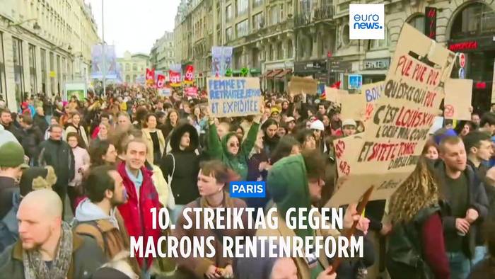 Video: 10. Streiktag gegen Macrons Rentenreform: Läden in Paris machen vorsichtshalber dicht