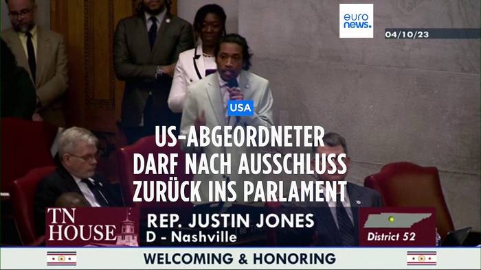 Video: Nach Rauswurf: Schwarzer US-Abgeordneter darf nach Aussschluss zurück ins Parlament in Tennessee