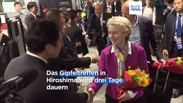 Video: G-7-Gipfel: Scholz und von der Leyen in Hiroshima eingetroffen