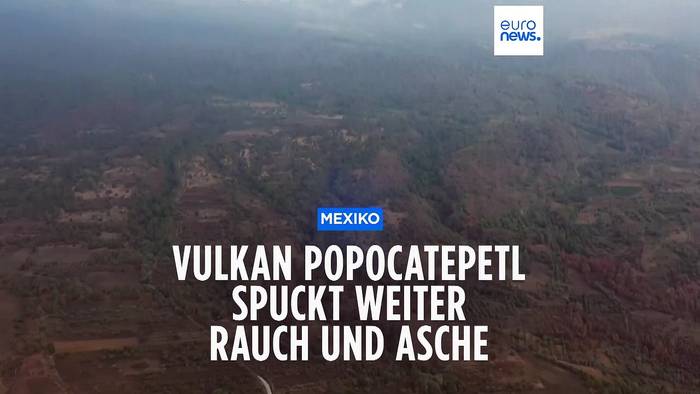 Video: Vulkan Popocatépetl spuckt weiter Rauch und Asche