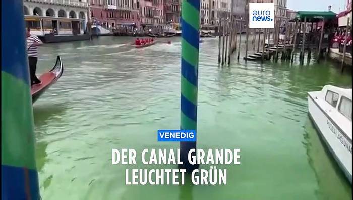 Video: Rätsel in Venedig: Das Wasser des Canal Grande ist strahlend grün verfärbt