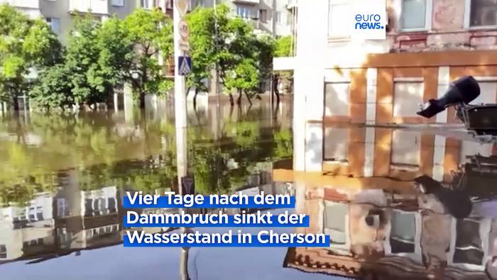 News video: Pegelstand im Dnipro-Stausee sinkt weiter schnell