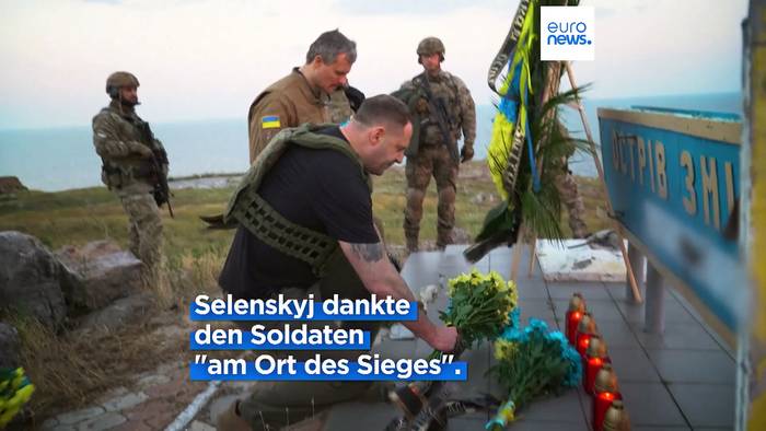 News video: 500 Tage Ukraine-Krieg: Selenskyj auf der symbolträchtigen Schlangeninsel