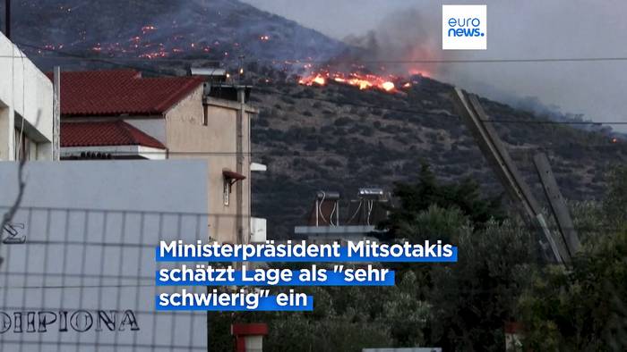 Video: Großraum Athen: Feuerwehr gegen Waldbrände bislang machtlos