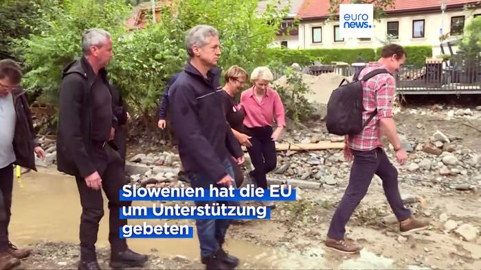 Video: Schlimmste Katastrophe seit 30 Jahren: Von der Leyen sagt Flutopfern in Slowenien Hilfe der EU zu