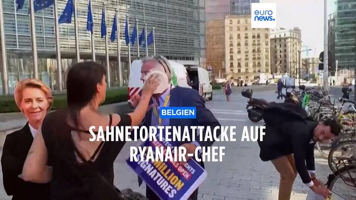 Video: Ryanair-Chef  O'Leary kriegt Sahnetorte ins Gesicht