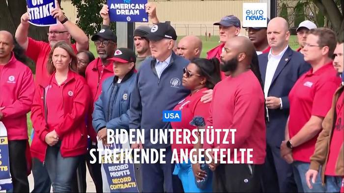Video: Biden mischt sich in Michigan unter Streikende der Autogewerkschaft UAW