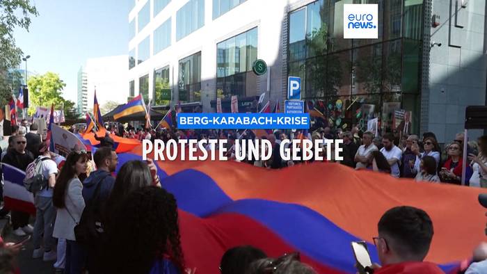 Video: Berg-Karabach-Konflikt: Armenier protestieren mit Demo in Brüssel