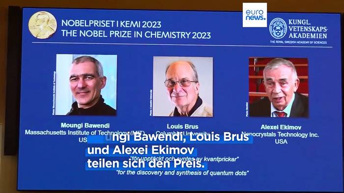 News video: Stockholm: Moungi Bawendi, Louis Brus und Alexei Ekimov bekommen Chemie-Nobelpreis