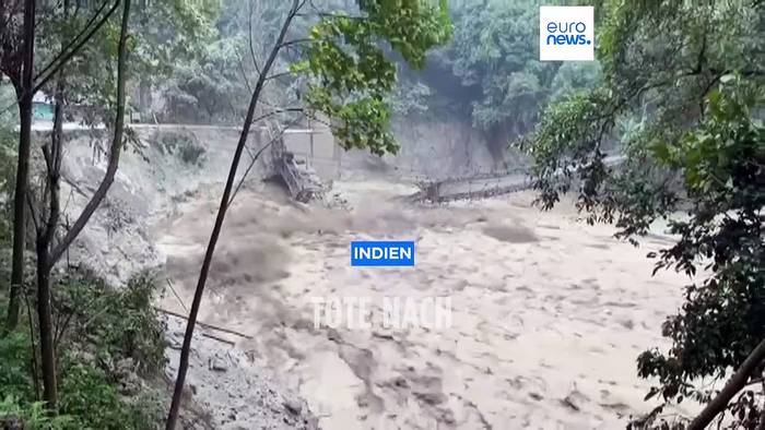 News video: Tote und Vermisste nach Sturzflut in Sikkim in Indien