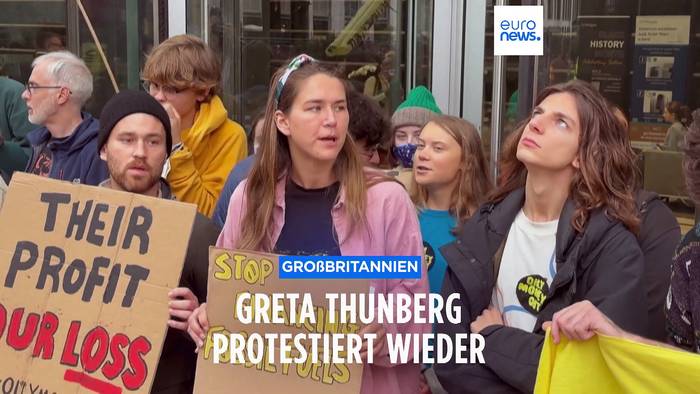 Video: Protest vor JP Morgan: Greta Thunberg mischt sich unter Aktivist:innen
