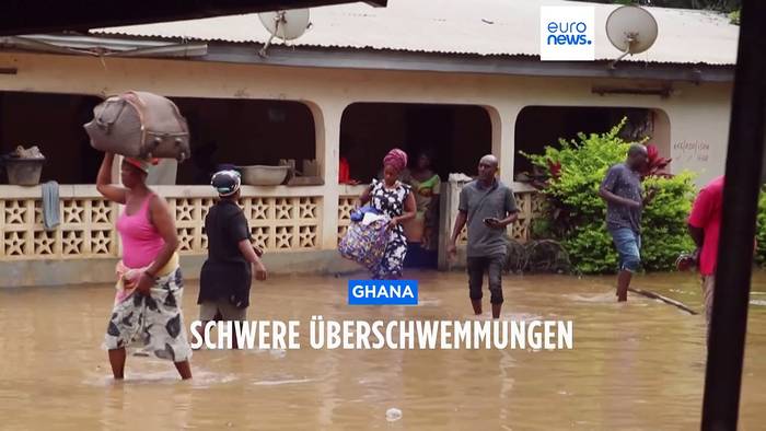 News video: Wegen Überschwemmungen: 26.000 Menschen verlassen ihre Häuser in Ghana