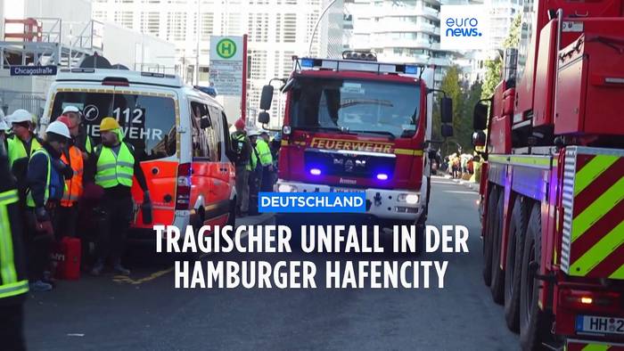 News video: Hamburg: Baugerüst stürzt 8 Stockwerke in Fahrstuhlschacht, mehrere Tote