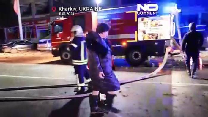 Video: Leid und Zerstörung nach Russlands Angriff auf Hotel in Charkiw in der Ukraine