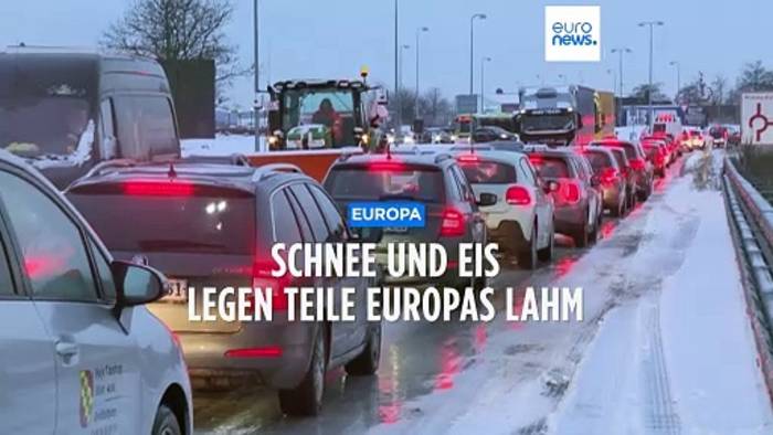News video: Wetterchaos in Europa: Eis und Regen legen Verkehr lahm