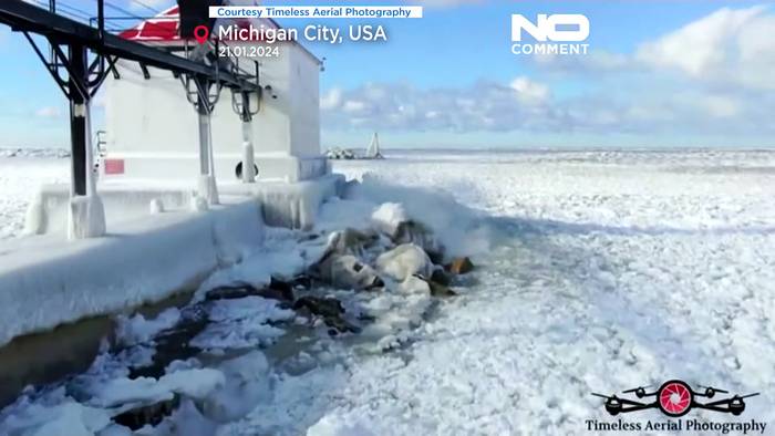 News video: Fast 90 cm Schnee: Der Michigansee ist zugefroren