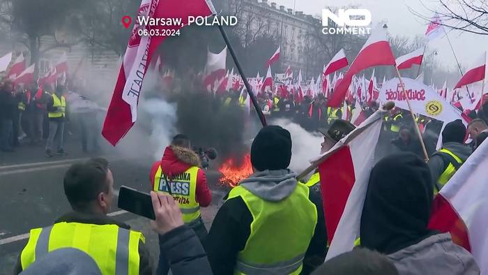 Video: Gewalt bei Bauernprotest in Warschau