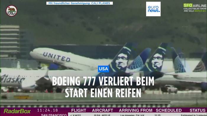 Video: USA: Boeing 777 verliert beim Start einen Reifen