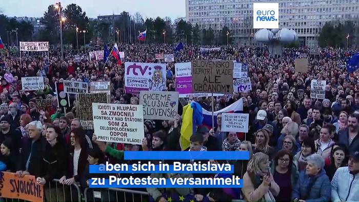 News video: Proteste in der Slowakei: Demonstranten sehen Medienfreiheit in Gefahr