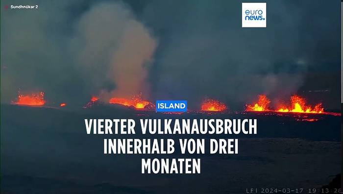 Video: Blaue Lagune bedroht: Vierter Vulkanausbruch auf Island innerhalb von drei Monaten