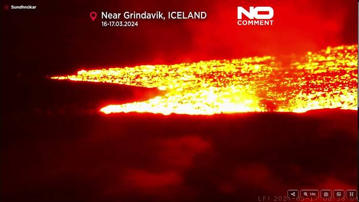 Video: Bisher längster Ausbruch des Vulkans auf Island bei Grindavik