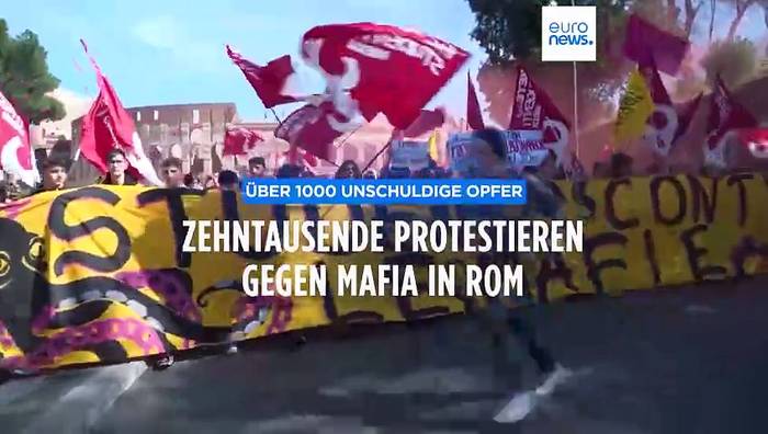 Video: Über 1.000 unschuldige Opfer: Zehntausende protestieren in Rom gegen die Mafia