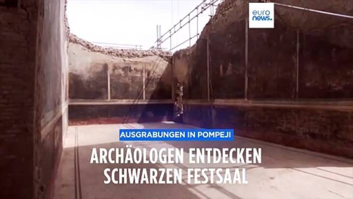 Video: Ausgrabungen in Pompeji: Archäologen entdecken spektakulären schwarzen Festsaal