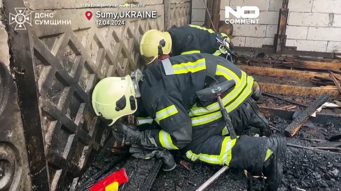 Video: Ukraine: Feuerwehrleute vereinen Hundemutter mit ihren 5 Welpen