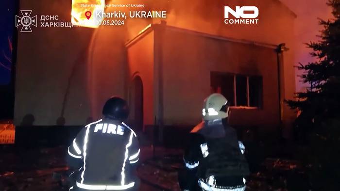 Video: Inferno nach russischem Angriff: Charkiw brennt