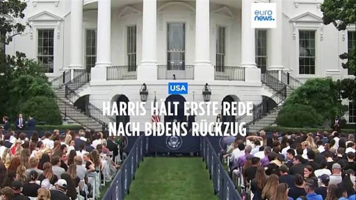News video: Erste Rede nach Bidens Rückzug: Harris sagt (noch) nichts zu ihrer Kandidatur