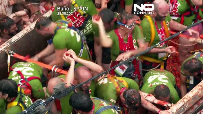 Video: Rot, spanisch, tomatig: Die Tomatina 2024