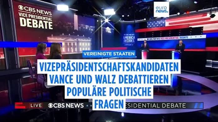 News video: Debatte der Vizekandidaten: JD Vance und Tim Walz diskutieren über Eskalation im Nahen Osten und Klimawandel