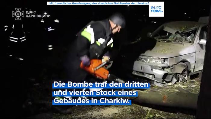 Video: Mindestens 12 Verletzte durch russischen Beschuss eines Wohnhauses in Charkiw