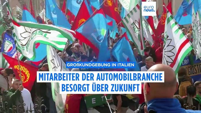 Video: Großkundgebung in Italien: Mitarbeiter der Automobilbranche besorgt über Zukunft