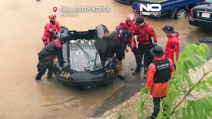 Video: Unwetter in Südkorea: Heftige Regenfälle und Flut