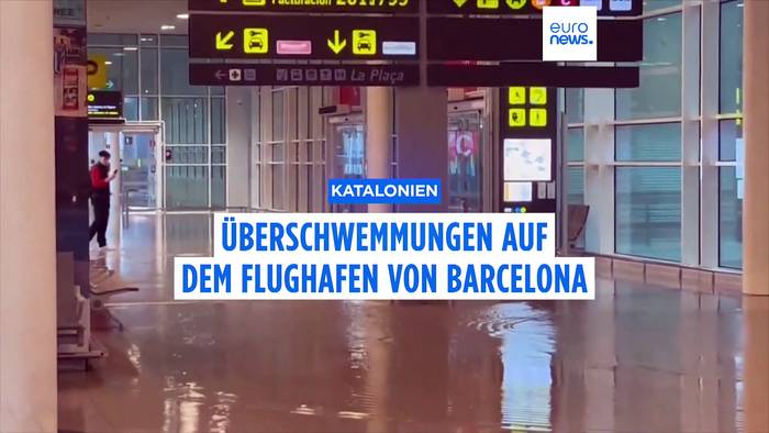 Video: Chaos am Flughafen Barcelona: Terminal und Startbahn überflutet
