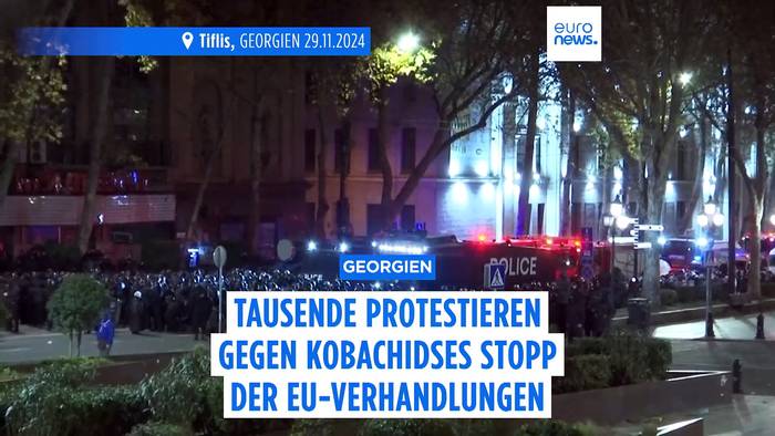 News video: Georgien: Tausende protestieren gegen Kobakhidses Stopp der EU-Verhandlungen