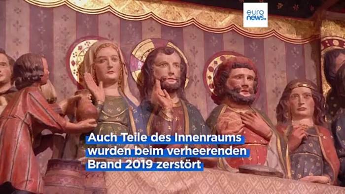 Video: Erster Blick ins Innere: Präsident Macron besucht Notre-Dame