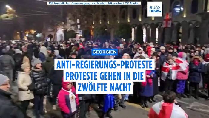 News video: 12 Nacht in Folge: Georgische Proteste werden niedergeschlagen
