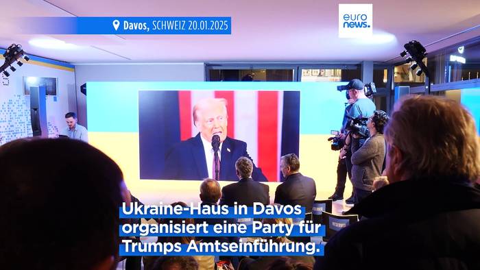 News video: Davos-Teilnehmer verfolgen Donald Trumps Amtseinführung auf der Watch Party im ukrainischen Haus