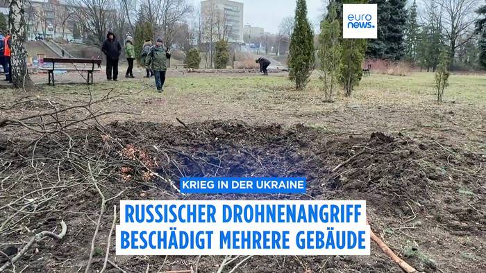 Video: Russischer Drohnenangriff beschädigt mehrere Gebäude in der Ukraine