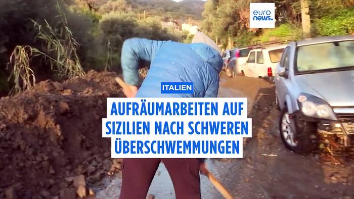 Video: 100 Feuerwehr-Einsätze: Aufräumarbeiten auf Sizilien nach schweren Überschwemmungen